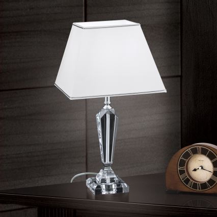Επιτραπέζια κρυστάλλινη λάμπα VERONIQUE 1xE27/60W/230V λευκό/χρώμιο