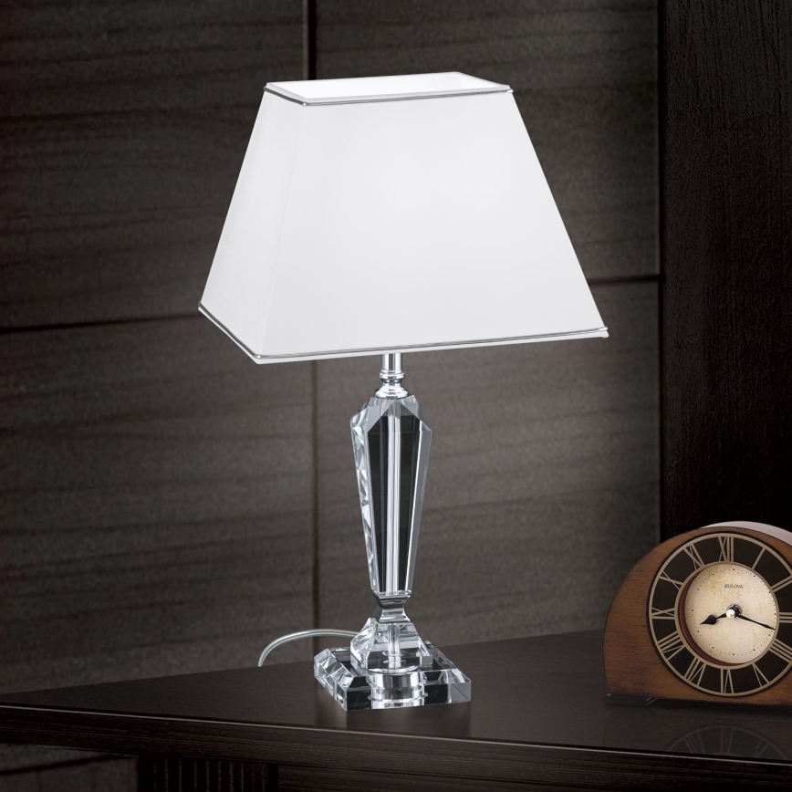 Επιτραπέζια κρυστάλλινη λάμπα VERONIQUE 1xE27/60W/230V λευκό/χρώμιο