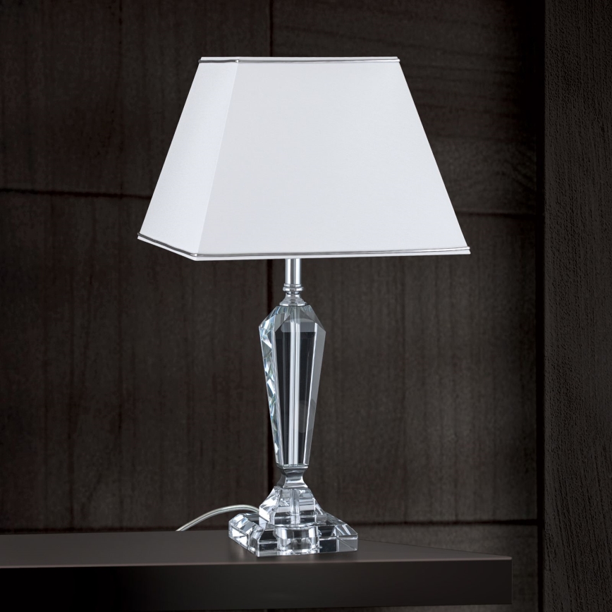 Επιτραπέζια κρυστάλλινη λάμπα VERONIQUE 1xE27/60W/230V λευκό/χρώμιο