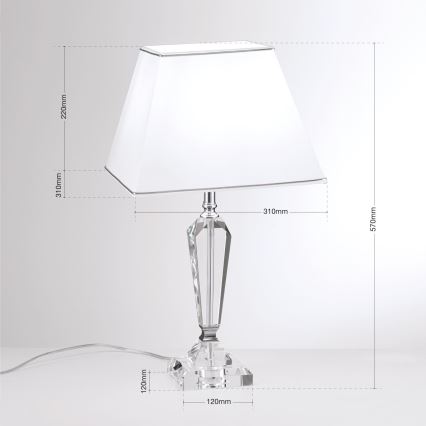 Επιτραπέζια κρυστάλλινη λάμπα VERONIQUE 1xE27/60W/230V λευκό/χρώμιο