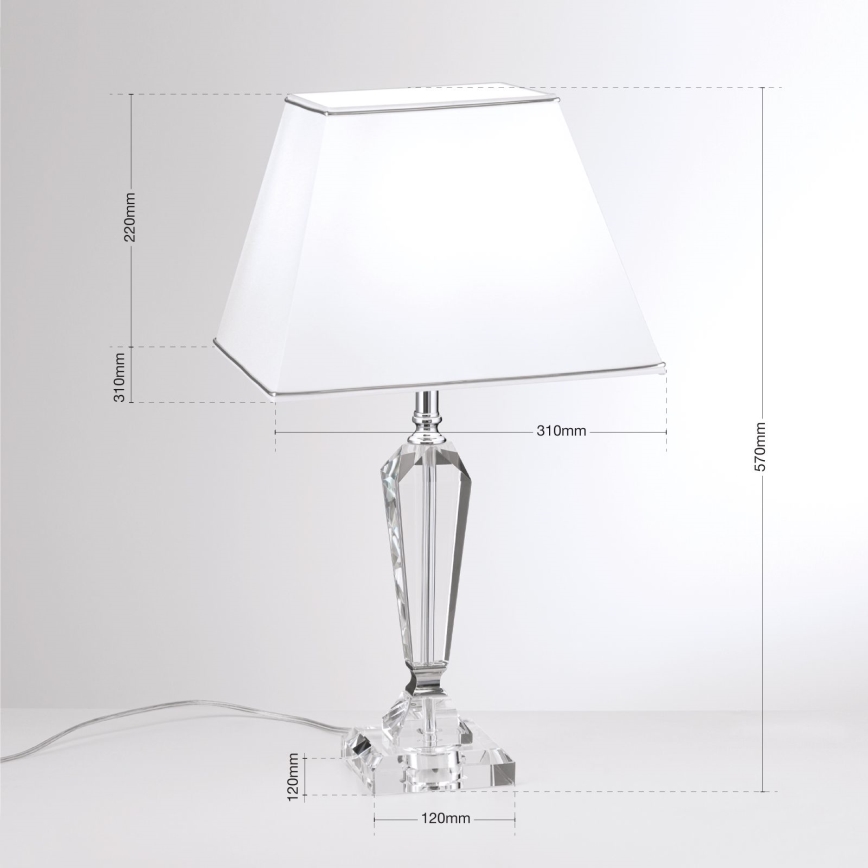 Επιτραπέζια κρυστάλλινη λάμπα VERONIQUE 1xE27/60W/230V λευκό/χρώμιο