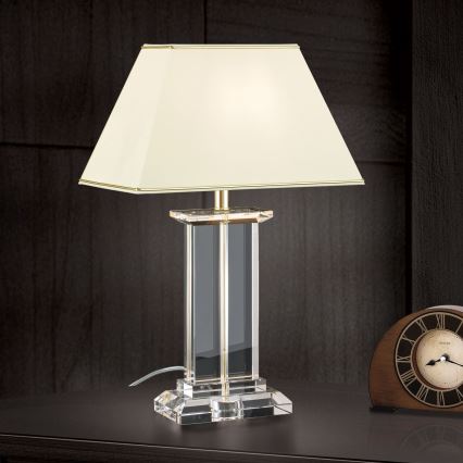 Επιτραπέζια κρυστάλλινη λάμπα VERONIQUE 1xE27/60W/230V κρεμ/διαφανής