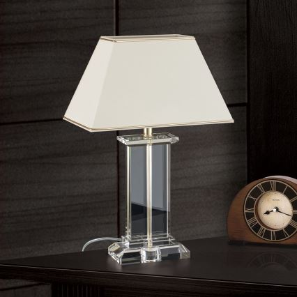 Επιτραπέζια κρυστάλλινη λάμπα VERONIQUE 1xE27/60W/230V κρεμ/διαφανής