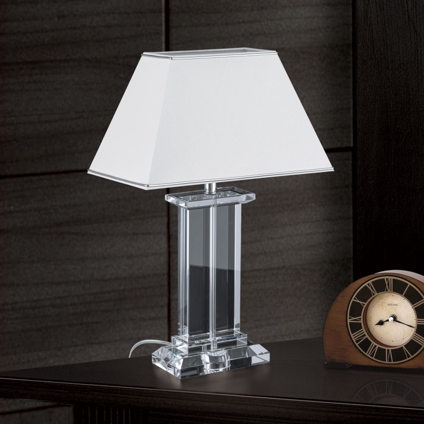 Επιτραπέζια κρυστάλλινη λάμπα VERONIQUE 1xE27/60W/230V λευκό/διαφανής