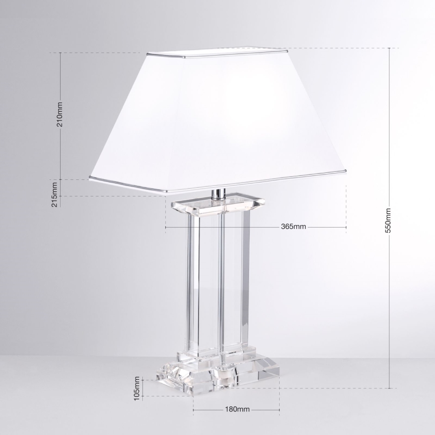 Επιτραπέζια κρυστάλλινη λάμπα VERONIQUE 1xE27/60W/230V λευκό/διαφανής