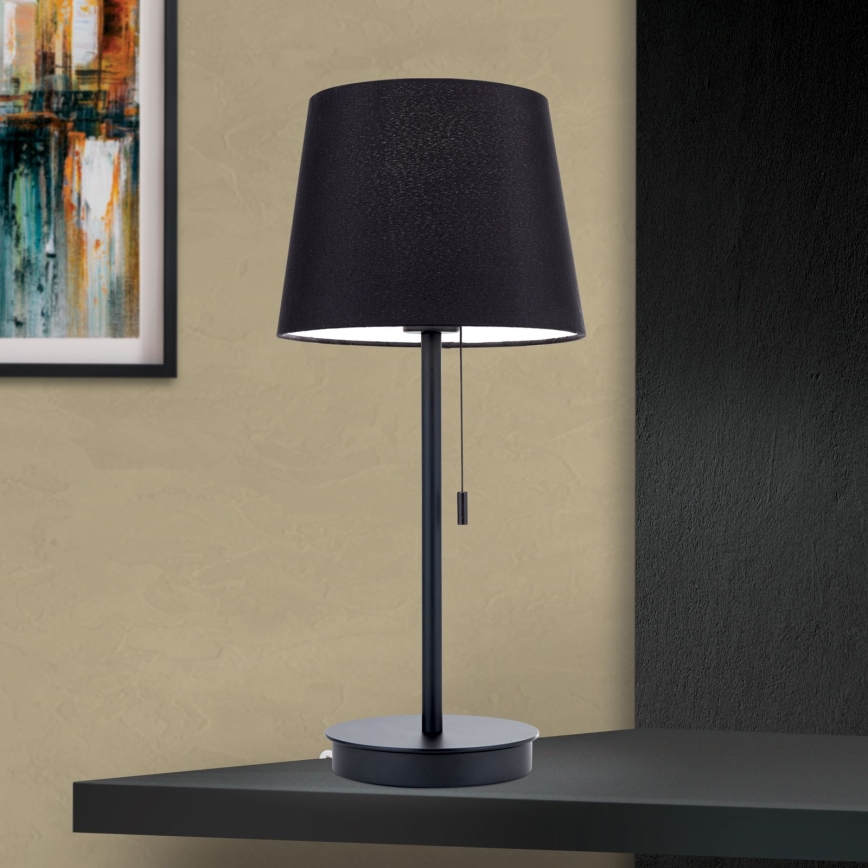 Eπιτραπέζιο φωτιστικό with USB port LUDWIG 1xE27/40W/230V 50 cm μαύρο