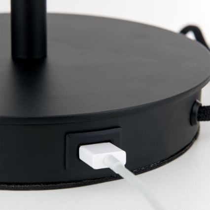 Eπιτραπέζιο φωτιστικό with USB port LUDWIG 1xE27/40W/230V 50 cm μαύρο