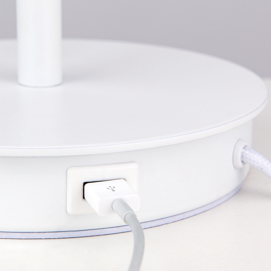Eπιτραπέζιο φωτιστικό with USB port LUDWIG 1xE27/40W/230V 50 cm λευκό