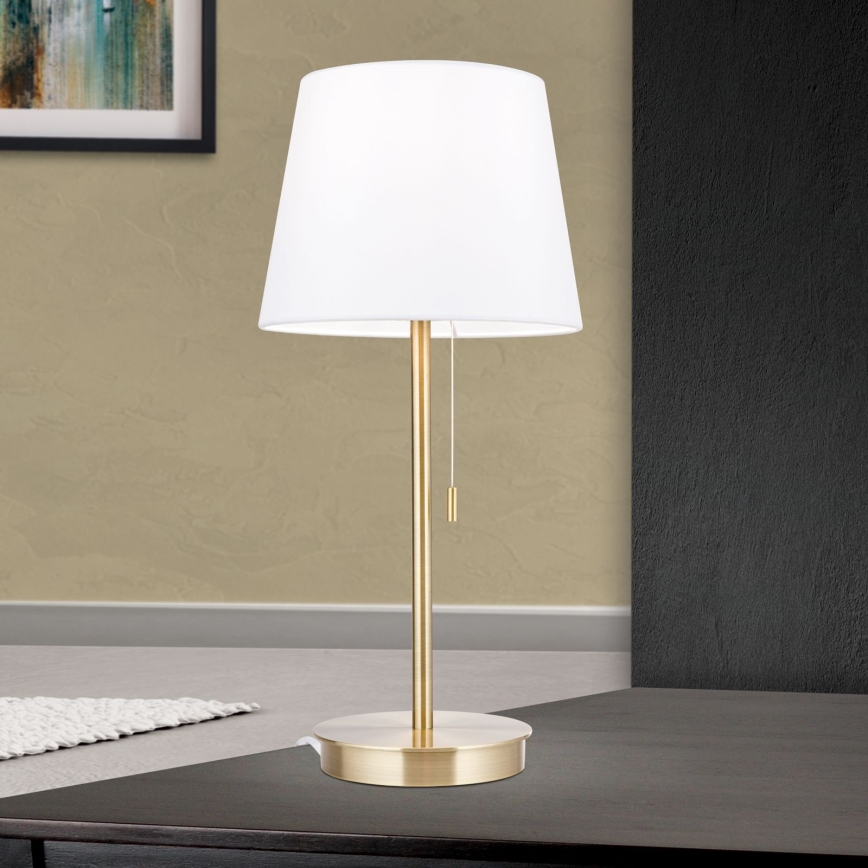 Eπιτραπέζιο φωτιστικό with USB port LUDWIG 1xE27/40W/230V 50 cm λευκό/χρυσό