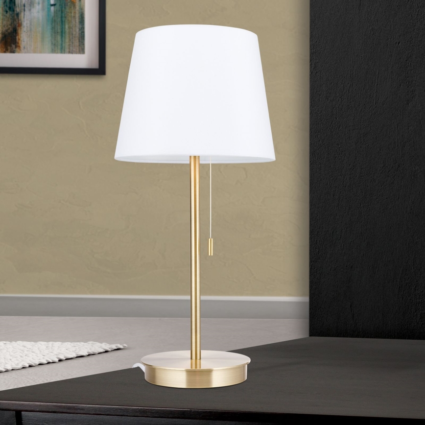 Eπιτραπέζιο φωτιστικό with USB port LUDWIG 1xE27/40W/230V 50 cm λευκό/χρυσό