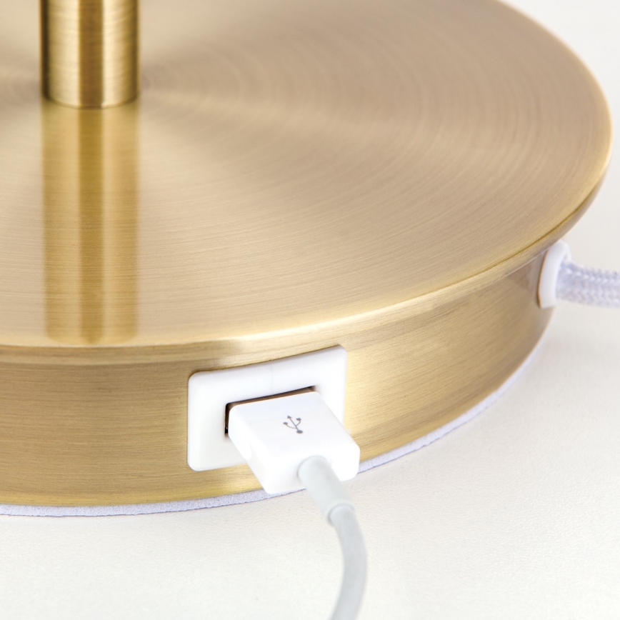 Eπιτραπέζιο φωτιστικό with USB port LUDWIG 1xE27/40W/230V 50 cm λευκό/χρυσό