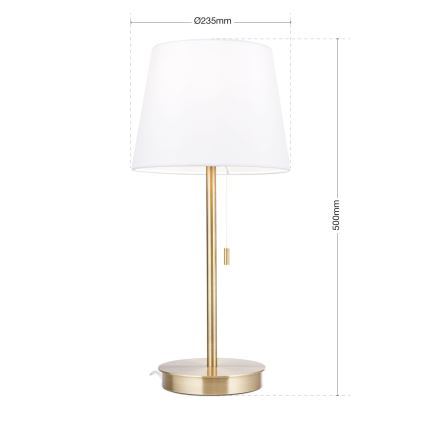 Eπιτραπέζιο φωτιστικό with USB port LUDWIG 1xE27/40W/230V 50 cm λευκό/χρυσό