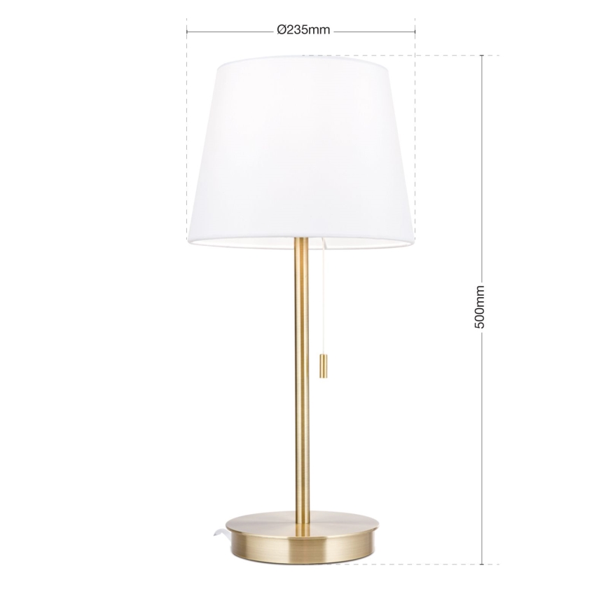 Eπιτραπέζιο φωτιστικό with USB port LUDWIG 1xE27/40W/230V 50 cm λευκό/χρυσό