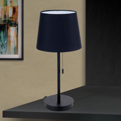 Eπιτραπέζιο φωτιστικό with USB port LUDWIG 1xE27/40W/230V 50 cm μαύρο