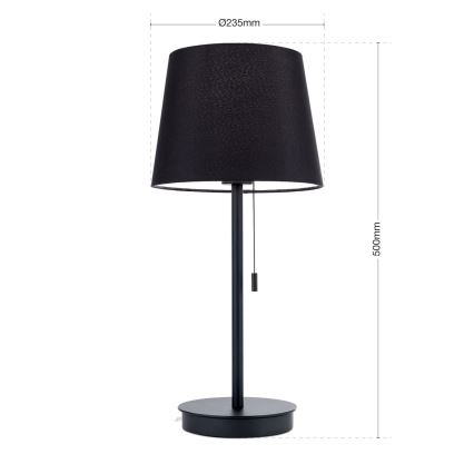 Eπιτραπέζιο φωτιστικό with USB port LUDWIG 1xE27/40W/230V 50 cm μαύρο