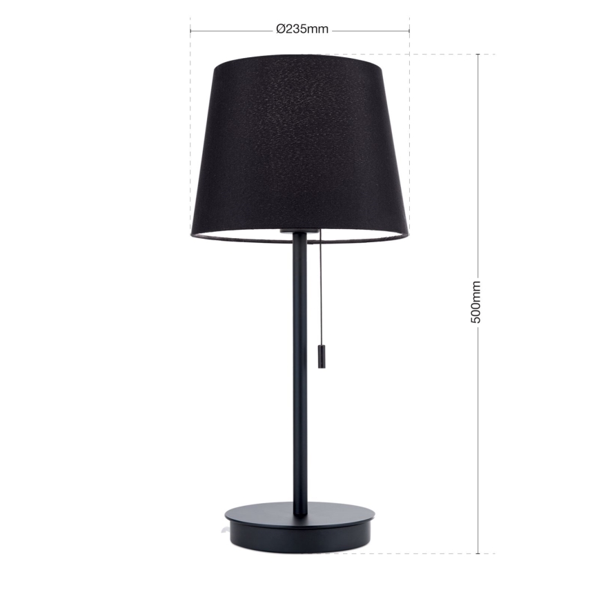 Eπιτραπέζιο φωτιστικό with USB port LUDWIG 1xE27/40W/230V 50 cm μαύρο