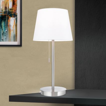 Eπιτραπέζιο φωτιστικό με θύρα USB LUDWIG 1xE27/40W/230V 50 cm λευκό/ματ χρώμιο