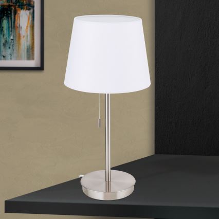 Eπιτραπέζιο φωτιστικό με θύρα USB LUDWIG 1xE27/40W/230V 50 cm λευκό/ματ χρώμιο
