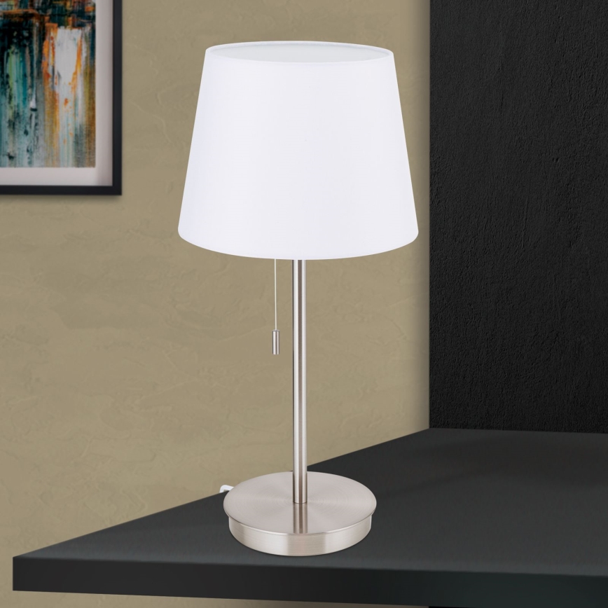 Eπιτραπέζιο φωτιστικό με θύρα USB LUDWIG 1xE27/40W/230V 50 cm λευκό/ματ χρώμιο
