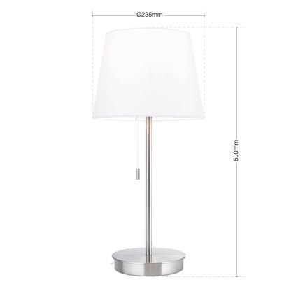 Eπιτραπέζιο φωτιστικό με θύρα USB LUDWIG 1xE27/40W/230V 50 cm λευκό/ματ χρώμιο
