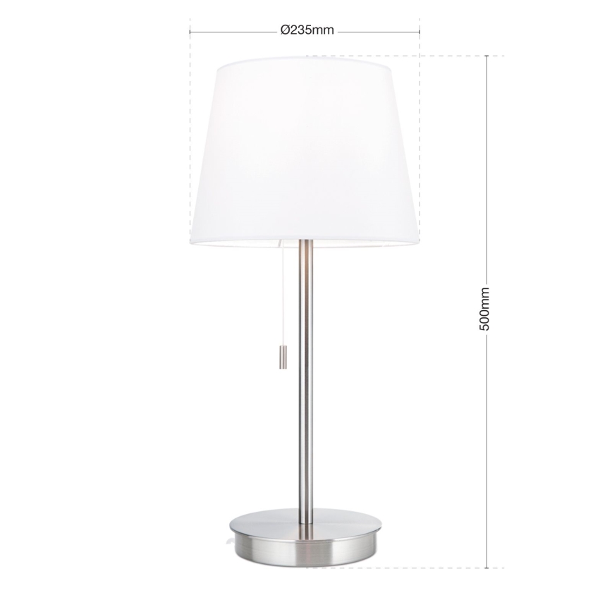 Eπιτραπέζιο φωτιστικό με θύρα USB LUDWIG 1xE27/40W/230V 50 cm λευκό/ματ χρώμιο