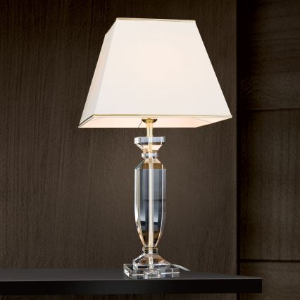 Επιτραπέζια κρυστάλλινη λάμπα POKAL 1xE27/60W/230V κρεμ/διαφανής