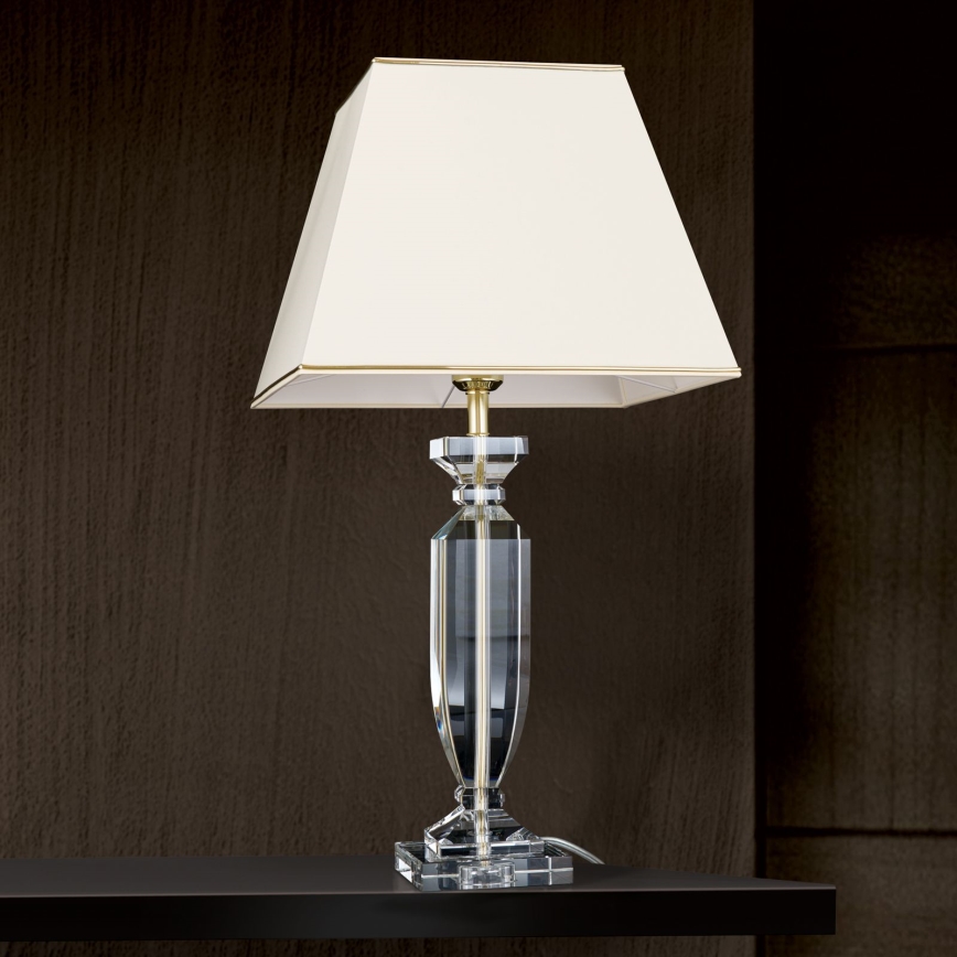 Επιτραπέζια κρυστάλλινη λάμπα POKAL 1xE27/60W/230V κρεμ/διαφανής
