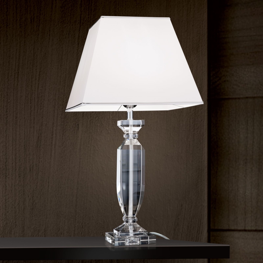Επιτραπέζια κρυστάλλινη λάμπα POKAL 1xE27/60W/230V λευκό/διαφανής