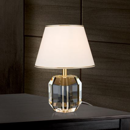 Επιτραπέζια κρυστάλλινη λάμπα ALEXIS 1xE27/60W/230V κρεμ/χρυσό/διαφανής