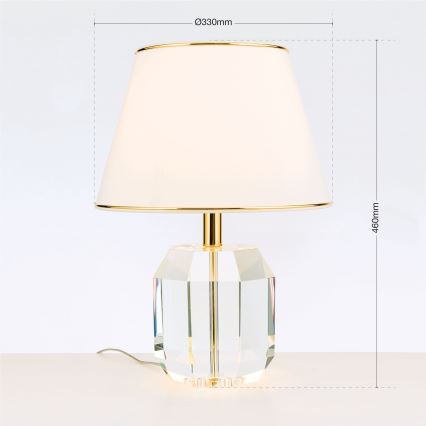 Επιτραπέζια κρυστάλλινη λάμπα ALEXIS 1xE27/60W/230V κρεμ/χρυσό/διαφανής