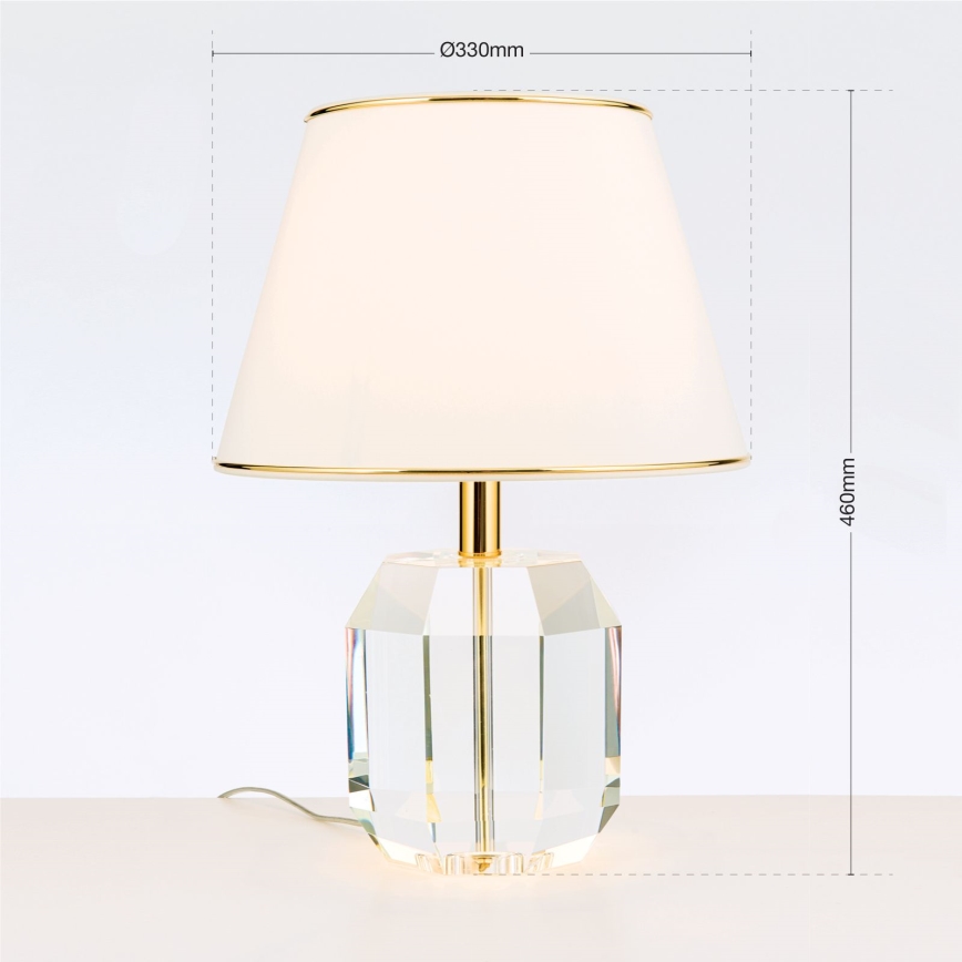 Επιτραπέζια κρυστάλλινη λάμπα ALEXIS 1xE27/60W/230V κρεμ/χρυσό/διαφανής