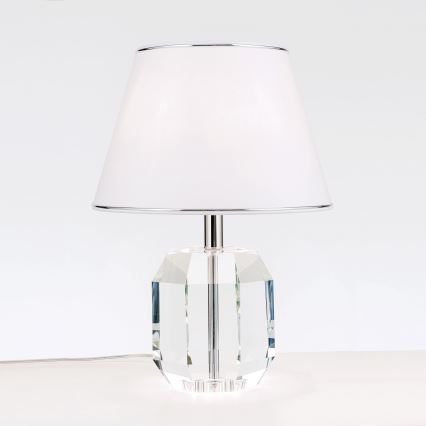 Επιτραπέζια κρυστάλλινη λάμπα ALEXIS 1xE27/60W/230V λευκό/γυαλιστερό χρώμιο/διαφανής
