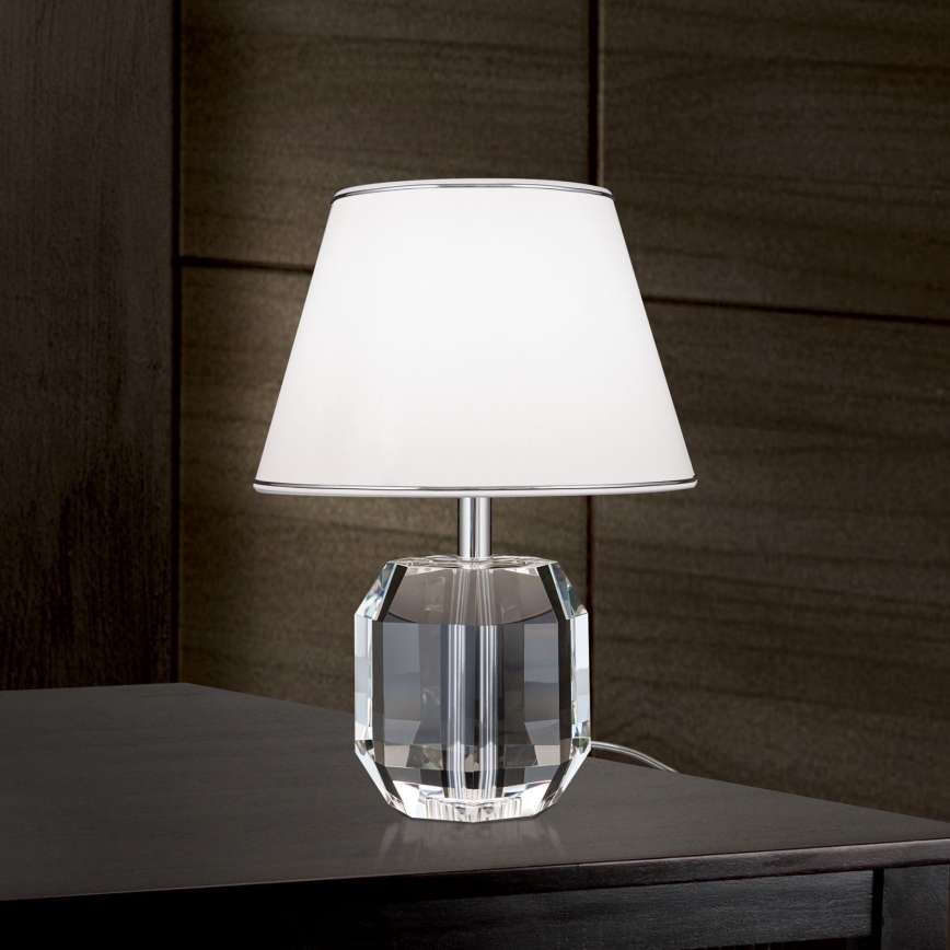 Επιτραπέζια κρυστάλλινη λάμπα ALEXIS 1xE27/60W/230V λευκό/γυαλιστερό χρώμιο/διαφανής