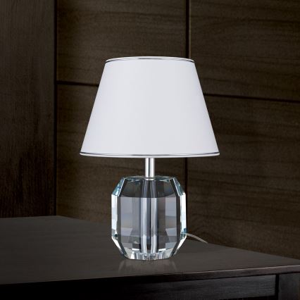 Επιτραπέζια κρυστάλλινη λάμπα ALEXIS 1xE27/60W/230V λευκό/γυαλιστερό χρώμιο/διαφανής