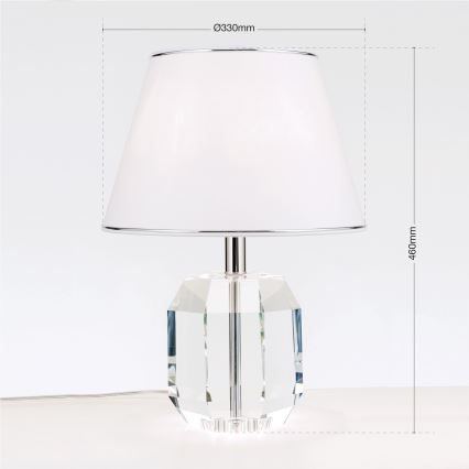 Επιτραπέζια κρυστάλλινη λάμπα ALEXIS 1xE27/60W/230V λευκό/γυαλιστερό χρώμιο/διαφανής