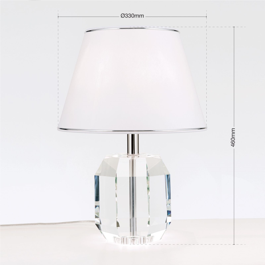 Επιτραπέζια κρυστάλλινη λάμπα ALEXIS 1xE27/60W/230V λευκό/γυαλιστερό χρώμιο/διαφανής