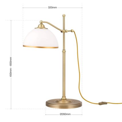 Eπιτραπέζιο φωτιστικό OLD LAMP 1xE27/40W/230V 65 cm λευκό/ορείχαλκος
