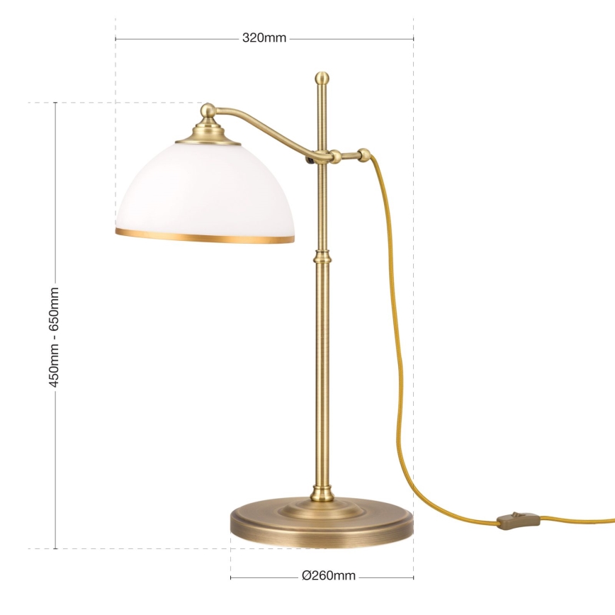 Eπιτραπέζιο φωτιστικό OLD LAMP 1xE27/40W/230V 65 cm λευκό/ορείχαλκος