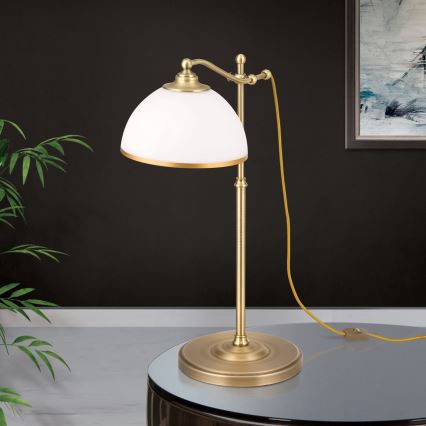 Eπιτραπέζιο φωτιστικό OLD LAMP 1xE27/40W/230V 65 cm λευκό/ορείχαλκος