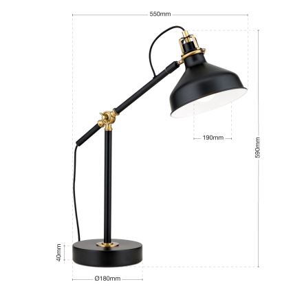 Eπιτραπέζιο φωτιστικό SCHILLER 1xE27/40W/230V μαύρο/μπρονζέ