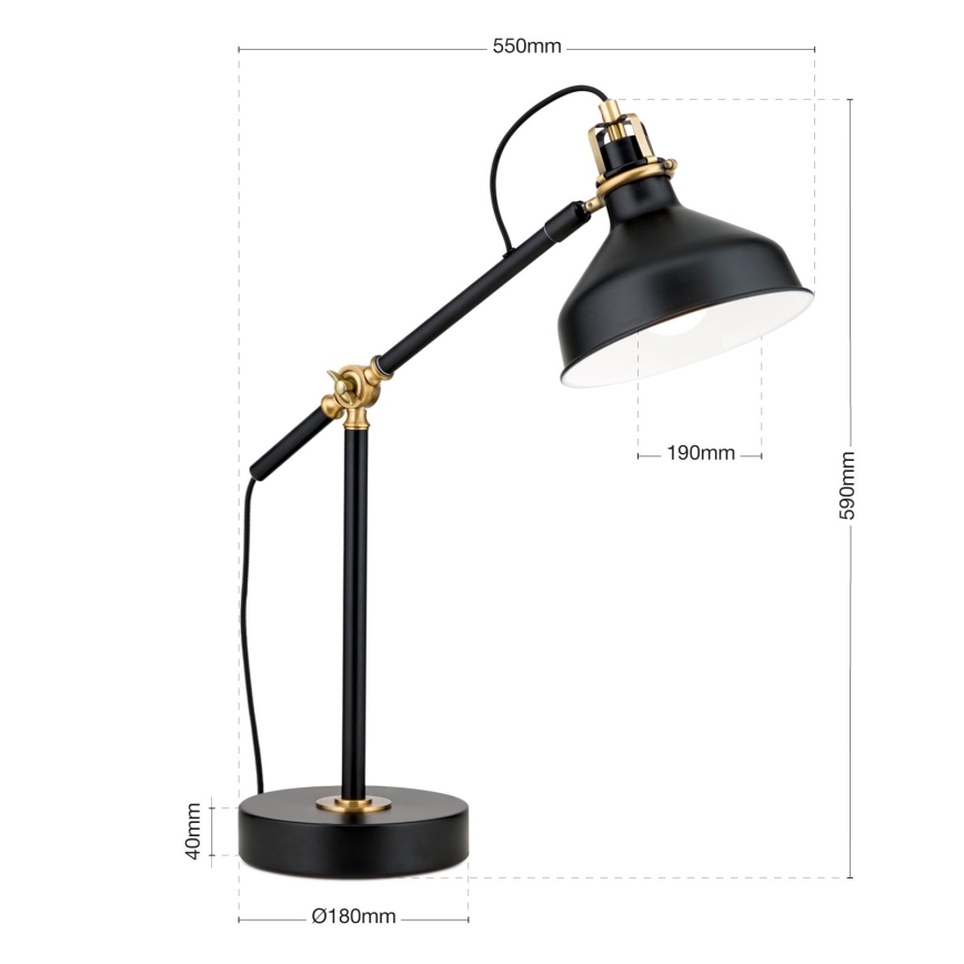 Eπιτραπέζιο φωτιστικό SCHILLER 1xE27/40W/230V μαύρο/μπρονζέ