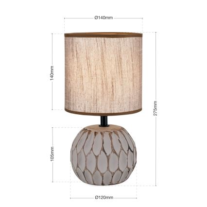 Eπιτραπέζιο φωτιστικό PINIA 1xE14/25W/230V ceramics μπεζ/γκρι