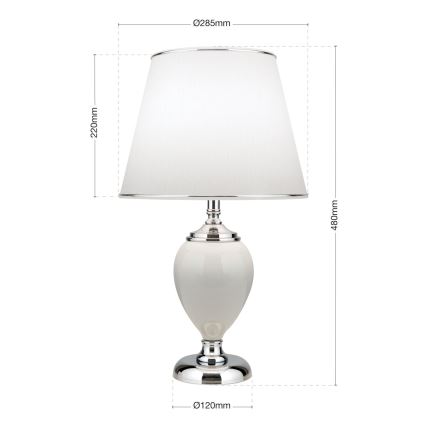 Eπιτραπέζιο φωτιστικό OVUM 1xE27/40W/230V 48 cm ceramics λευκό/γυαλιστερό χρώμιο