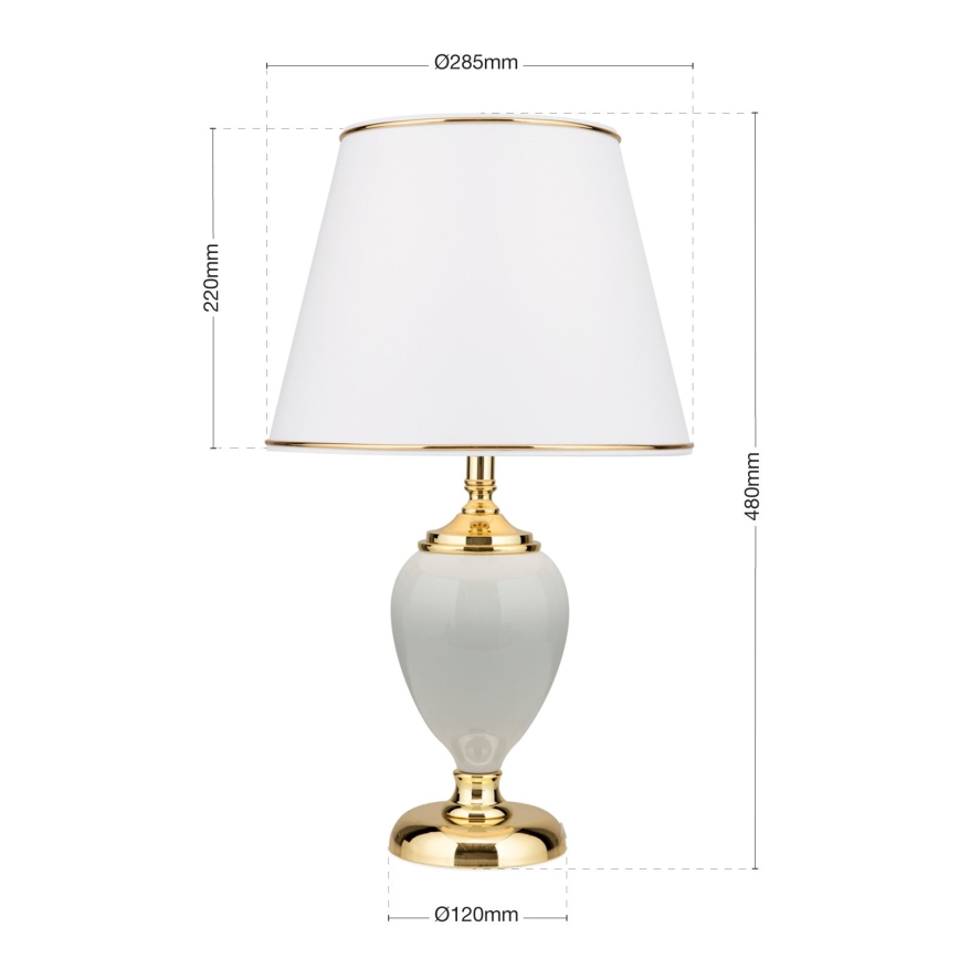 Eπιτραπέζιο φωτιστικό OVUM 1xE27/40W/230V 48 cm ceramics λευκό/χρυσό