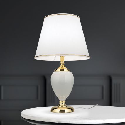 Eπιτραπέζιο φωτιστικό OVUM 1xE27/40W/230V 48 cm ceramics λευκό/χρυσό