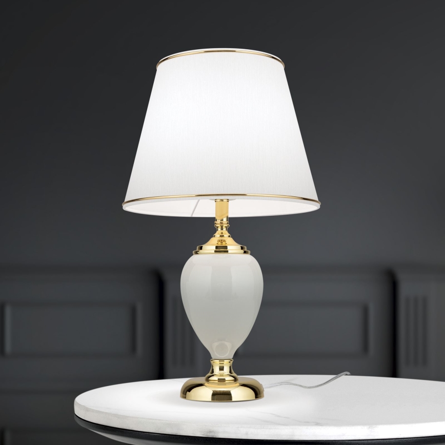 Eπιτραπέζιο φωτιστικό OVUM 1xE27/40W/230V 48 cm ceramics λευκό/χρυσό