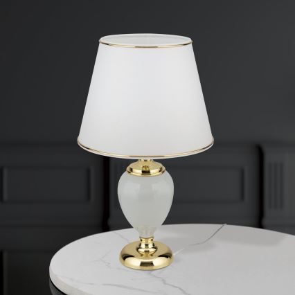 Eπιτραπέζιο φωτιστικό OVUM 1xE27/40W/230V 48 cm ceramics λευκό/χρυσό