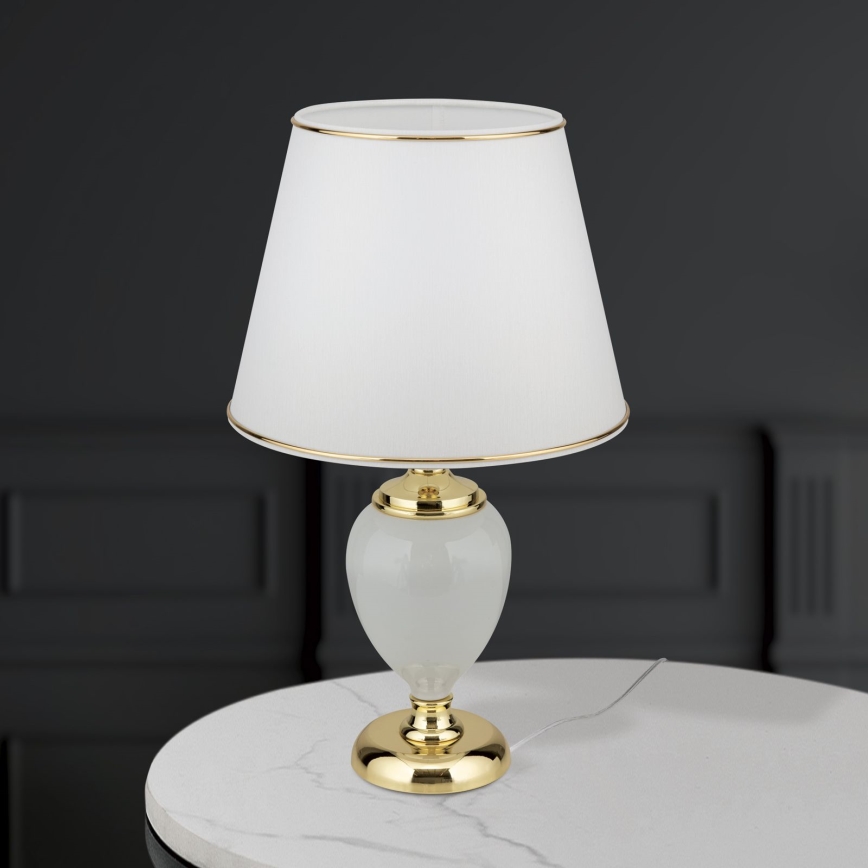 Eπιτραπέζιο φωτιστικό OVUM 1xE27/40W/230V 48 cm ceramics λευκό/χρυσό