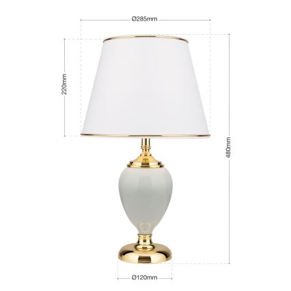 Eπιτραπέζιο φωτιστικό OVUM 1xE27/40W/230V 48 cm ceramics λευκό/χρυσό