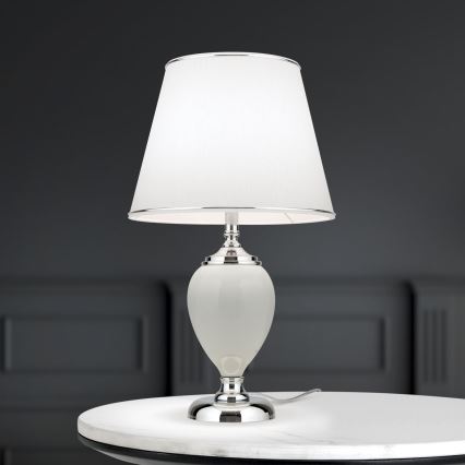 Eπιτραπέζιο φωτιστικό OVUM 1xE27/40W/230V 48 cm ceramics λευκό/γυαλιστερό χρώμιο
